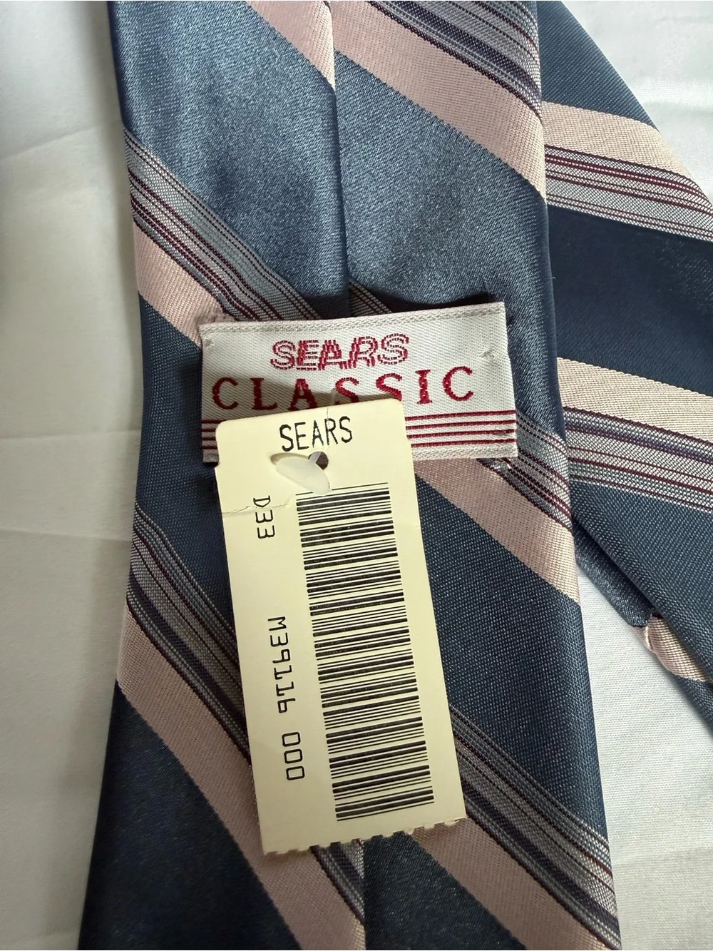 Sears Classic Navy and Pink Striped Men's Tie Vintage - NWT 54’ x 3’